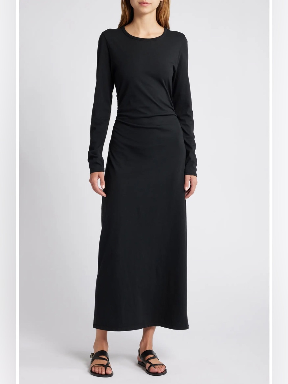 Xirena black Wifey black long sleeved ruched maxi dress • Sz Small
